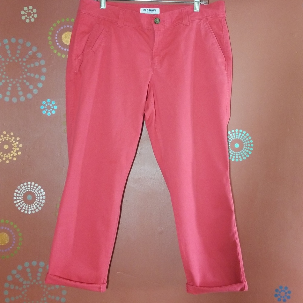 Old Navy roll up boyfriend pants pink a size 12